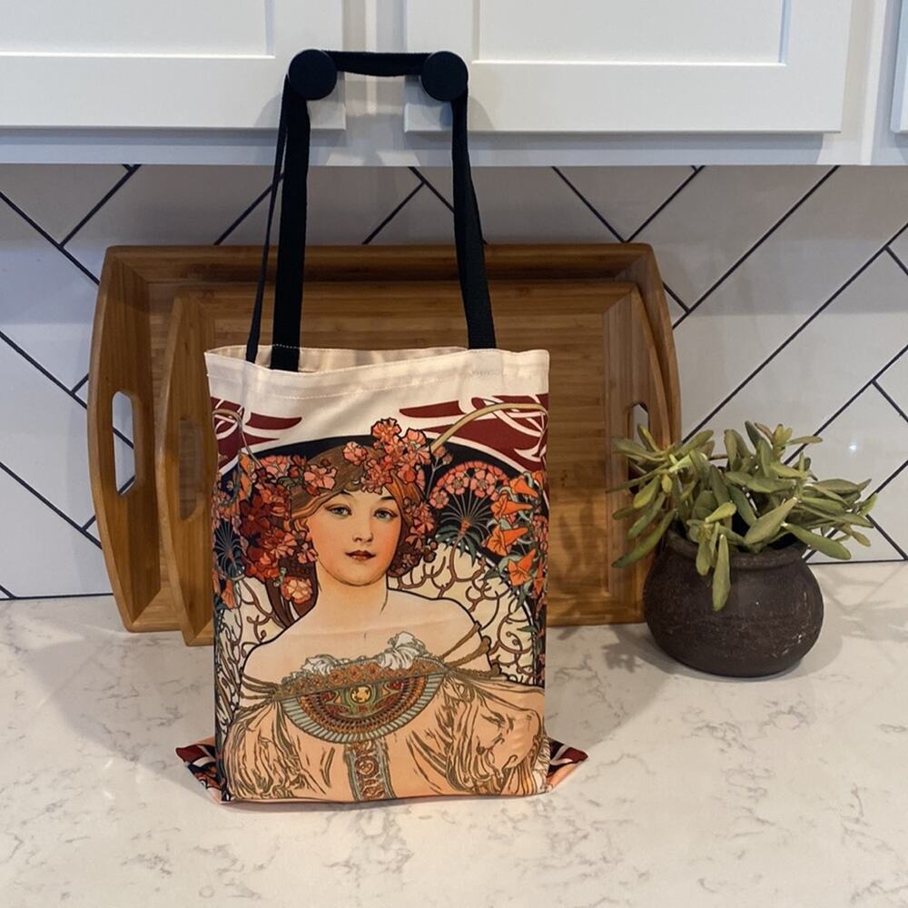 Bohemian witchy cottage core Canvas lightweight reusable grocery tote Retro bag